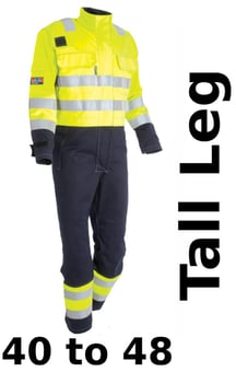 picture of ProGarm 6444 FR AS HV Navy/Yellow Coverall Tall Leg - PG-6444-T1L