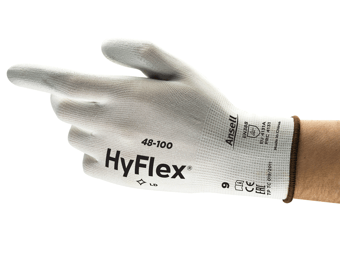 picture of Ansell Hyflex 48-100 Palm-dipped PU Coated Industrial White Gloves - Pair - AN-48-100