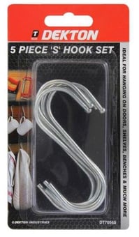 picture of Dekton - S Hook Set - Silver - Strong Steel - Pack of 5 - [PD-DT70565]