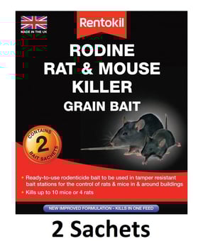 picture of Rentokil Rodine Rat & Mouse Killer Grain Bait - 2 Sachet - [RH-PSMR11]