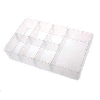 picture of Clear Plastic 9 Litre Sorting Tray - 7 Compartments - Made in the UK - 344 x 212 x 68 mm - [UB-SOR7COM]