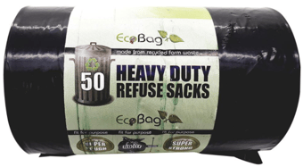 picture of Ecobag Black Heavy Duty Refuse Sacks - 50 Litre Capacity Roll of 50 - [CP-SI18054]