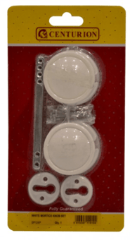 picture of White Plastic Rim Mortice Knob - Set - [CI-SP124P]