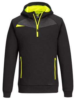picture of Portwest DX467 DX4 Quarter Zip Hoodie Black - PW-DX467BKR