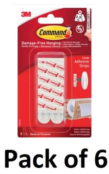 picture of Command™ Large Mounting Strip 2.2 kg Holding Capacity - White -  Pack of 6 - [AF-17023P]
