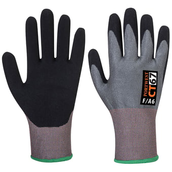 picture of Portwest CT67 CT Cut F13 Nitrile Glove - Grey/Black - Pair - PW-CT67G8R