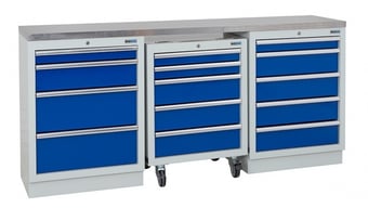 picture of BiGDUG 2041mm Wide Workbench - 1x Roll Cabinet - 4 Drawer Cabinet - 5 Drawer Cabinet - Stainless - [BDU-TGC3R4GBS] - (LP)