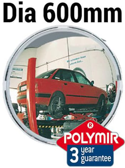 picture of ROUND MULTI-PURPOSE MIRROR - Polymir - Dia 600mm - White Frame - To View 2 Directions - 3 Year Guarantee - [VL-516]