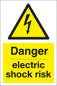 picture of Danger Electric Shock Risk Sign - 200 x 300Hmm - Rigid Plastic - [AS-WA13-RP]