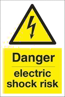 Picture of Danger Electric Shock Risk Sign - 200 x 300Hmm - Rigid Plastic - [AS-WA13-RP]