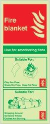 Picture of Photoluminescent Use for Smothering Flames Sign - 202 X 82Hmm - Self Adhesive Rigid Plastic - [AS-EN7PH-SARP]
