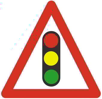 picture of Traffic Traffic Lights Triangle Sign - Class 1 Ref BSEN 12899-1 2001 - 600mm Tri. - Reflective - 3mm Aluminium - [AS-TR21-ALU]