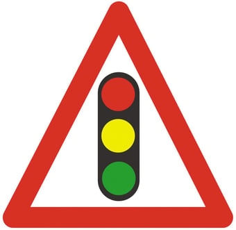 picture of Traffic Traffic Lights Triangle Sign - Class 1 Ref BSEN 12899-1 2001 - 600mm Tri. - Reflective - 3mm Aluminium - [AS-TR21-ALU]