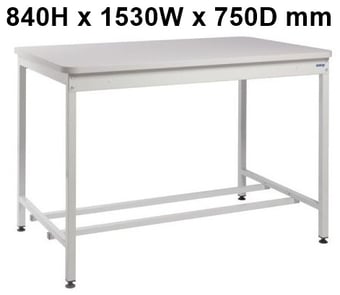 picture of QMP Mailroom Workbench - Open Bench - MFC Worktop - 840H x 1530W x 750D mm - [QM-MR841575PLXX]