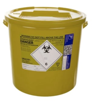 picture of Sharpsguard Yellow Lid 11.5 Ltr Sharps Bin Wide Opening - [DH-DD476YL]