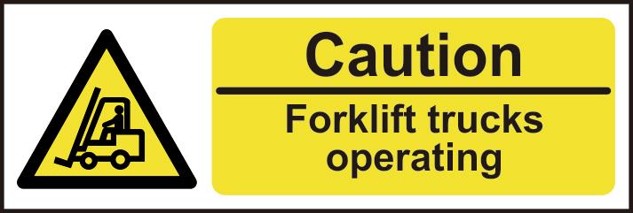 picture of Spectrum Caution Fork Lift Trucks Operating - RPVC (300 x 100mm) - [SCXO-CI-11184]