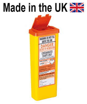 picture of SHARPSGUARD® Orange Lid 0.5 Ltr Compact Sharps Bin with Non Return Valve  - BS7320:1990 - [DH-DD442OL]