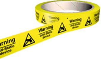 Picture of Hazard Labels On a Roll - Warning Anti-Static - Self Adhesive Vinyl - 100 per Roll - Choice of Sizes - AS-WA186