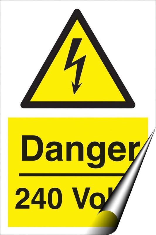 picture of Danger 240 Volts Sign LARGE - 400 x 600Hmm - Self Adhesive Vinyl - [AS-WA8-SAV]