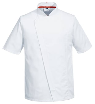 picture of Portwest C739 - Chef's MeshAir Pro Asymmetrical Jacket S/S - White - PW-C739WHR