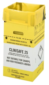 Picture of Clinisafe Cardboard Carton Containers - 25L - Yellow - Pack of 10 - [VC-21001001]