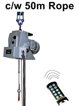 picture of Tractel TR50 500kg 110volt Minifor Electric Wire Rope Hoist Remote Control - 50mtr - [TRC-58909-61019] - (LP)