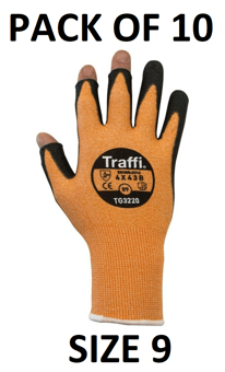 picture of TraffiGlove Metric 3 Exposed Tips Handling Gloves - Size 9 - Pack of 10 - TS-TG3220-9X10 - (AMZPK2)