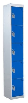 picture of QMP Tool Charging Locker - Solid Door - Standard Plug - 5 Compartment - Dark Blue - 1800H x 450W x 450D mm - [QM-BL1845455BSX]