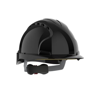 picture of JSP - Evo 3 Black Safety Helmet - Standard Peak - 3D Wheel Ratchet - Vented - [JS-AJF170-001-100]