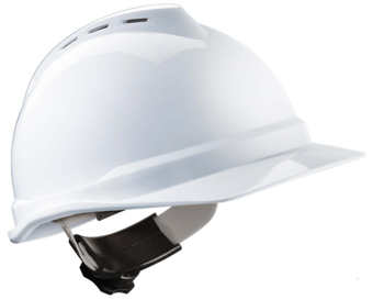 picture of MSA V-Gard 500 Safety Helmet Vented White - Fas-Trac III PVC - [MS-GV412-0000000-000]