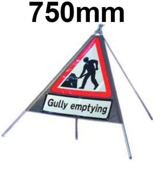 picture of Roll-up Traffic Signs - Gully Emptying LARGE - Class 1 Ref BSEN 1899-1 2001 - 750mm Tri. - Reflective - Reinforced PVC - [QZ-7001.750.EF-V.750.GEMP]