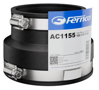 picture of Fernco Adaptor Coupling EPDM 304 - Size Range A 100-115/B 75-90mm - [FRN-AC1155]