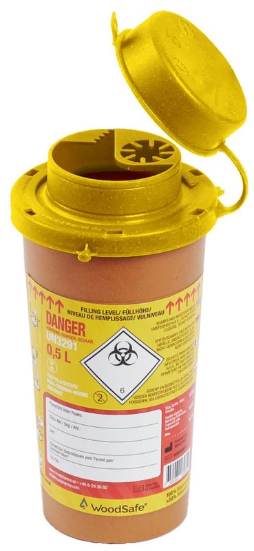 WoodSafe Sharps Bin 0.5 Ltr - Brown - [BE-CM0920]