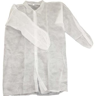 Picture of Chemsplash Visitor's Polypropylene Disposable White Lab Coat - Pack Of 50 - BG-2515-WHITE