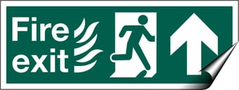 picture of Fire Exit Pointing North Sign - Complies With Hospital Technical Memorandum 65 - 400 x 150Hmm - Self Adhesive Vinyl - [AS-HTM7-SAV]