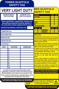 picture of Tower Scaffold Safety Tag Insert - SCXO-CI-TG12-1