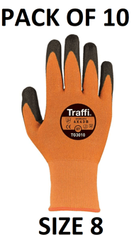 picture of TraffiGlove Classic 3 Polyurethane Handling Gloves - Size 8 - Pack of 10 - TS-TG3010-8X10 - (AMZPK2)