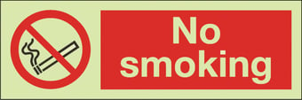 picture of Photoluminescent No Smoking Signs - 300 X 100Hmm - Self Adhesive Rigid Plastic - [AS-PH39-SARP]