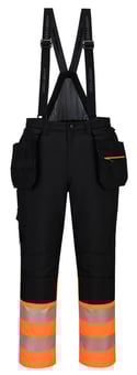 picture of Portwest DX437 - DX4 Hi-Vis Class 1 Winter Bib and Brace - Orange/Black - PW-DX437OBR