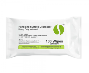 picture of Industrial Hand and Surface Degreaser Wipes - Large - 100 Sheets - Large Reseal Pouch - [WS-090818]