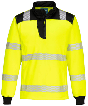 picture of Portwest PW326 - PW3 Hi-Vis 1/4 Zip Sweatshirt Yellow/Black - PW-PW326YBR