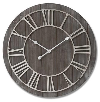 Picture of Hill Interiors Wooden Clock With Contrasting Nickel Detail - [PRMH-HI-18765]