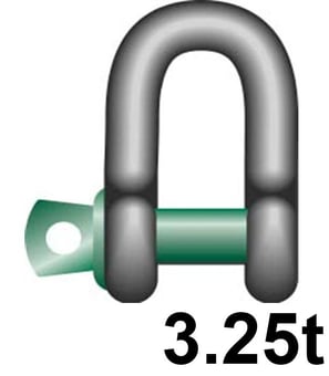 picture of Green Pin Standard Dee Shackle with Screw Collar Pin - 3.25t W.L.L - EN 13889 - [GT-GPSCD3.25]