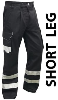 picture of Ilfracombe - Black Reflective Poly/Cotton Cargo Trouser - Short Leg - LE-CT02-BK-S