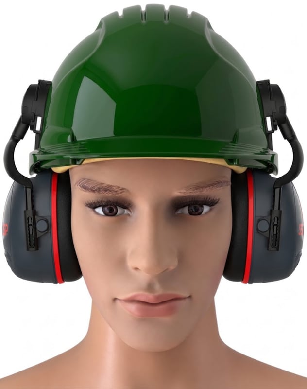 Jsp Evo3 Green Vented Hard Hat With Sonis 3 Helmet Mounted Ear Defenders - [IH-EVO3GSONIS3]