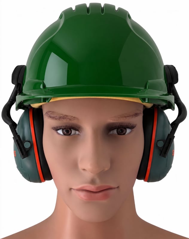 Jsp Evo3 Green Vented Hard Hat With Sonis Compact Helmet Mounted Ear Defenders - [IH-EVO3GSONISC]