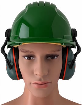 picture of Jsp Evo3 Green Vented Hard Hat With Sonis Compact Helmet Mounted Ear Defenders - [IH-EVO3GSONISC]
