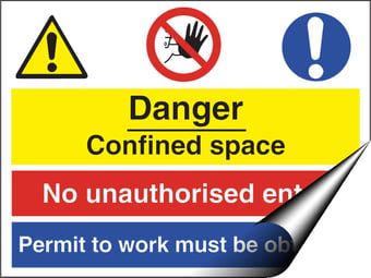 Picture of Danger Confined Space / Entry / Permit Sign - 400 X 300Hmm - Self Adhesive Vinyl - [AS-MU17-SAV]