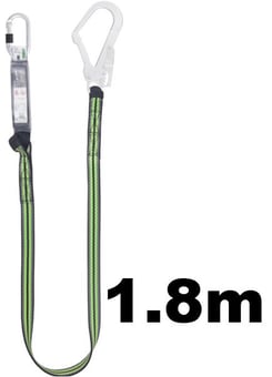 picture of Kratos Energy Absorbing Webbing Lanyard - Scaffold Hook And Steel Karabiner - 1.8 Meters - [KR-FA3030418]