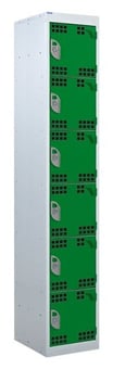 picture of QMP Tool Charging Locker - Perforated Door - Standard Plug - 6 Compartment - Green - 1800H x 450W x 450D mm - [QM-BL1845456GPX]